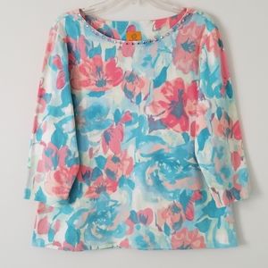 Ruby Rd. Floral 3/4 Sleeve Blouse